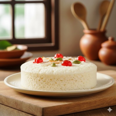 Vattayappam a soft, round, and mildly sweet steamed bread from Kerala, ready to eat