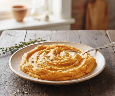 Creamy Sweet Potato cooked and served in a plate
