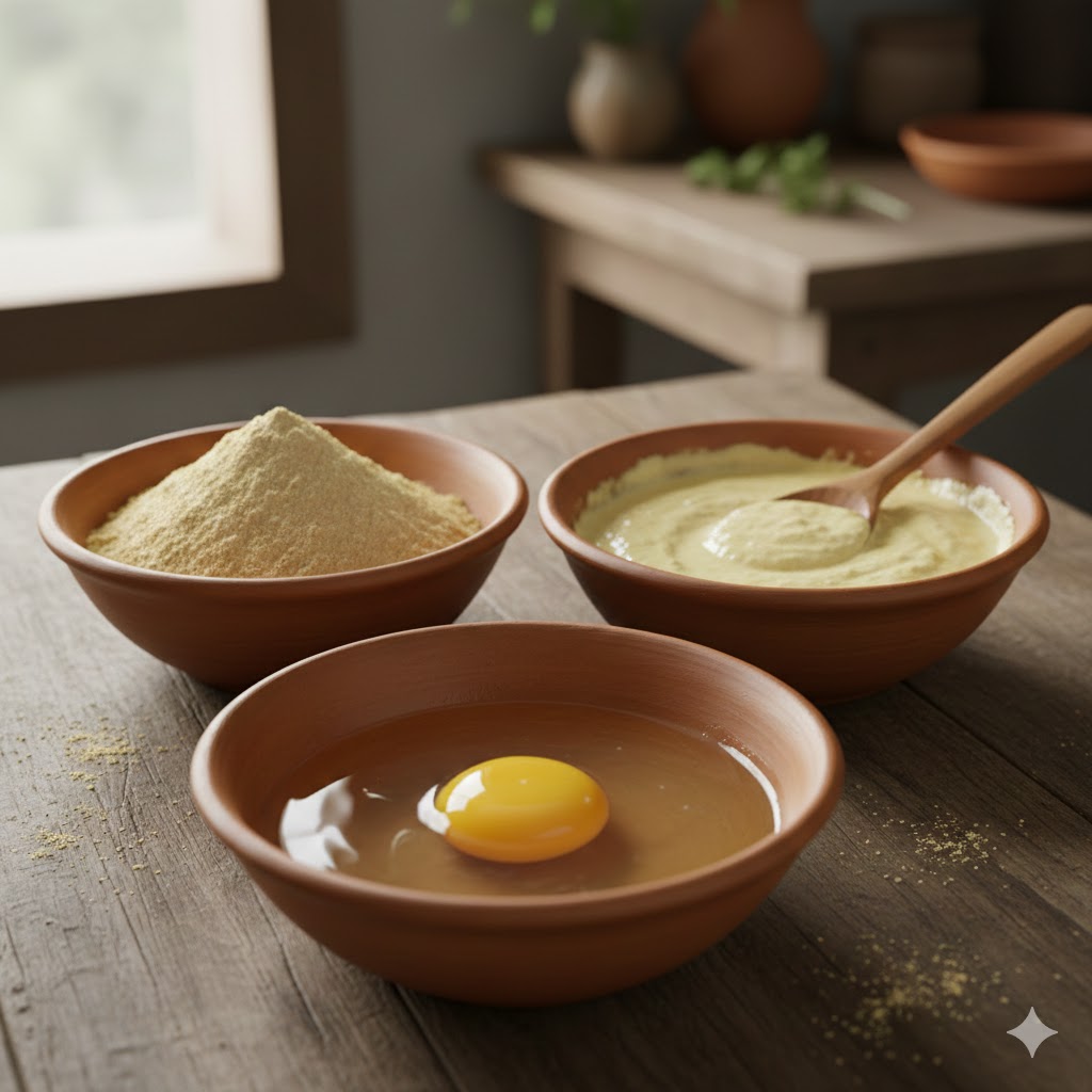 Sliced raw bananas mixed with spices and flour for crispy banana fingers