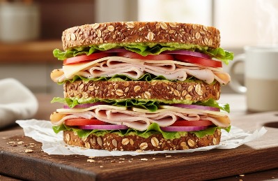 Multigrain Bread Sandwich with salad leaves, tomato, butter, cheese and onions– A Simple and Healthy Home Snack