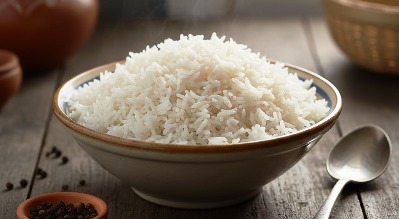 Cooked rice in a bowl to make delicious custard  
