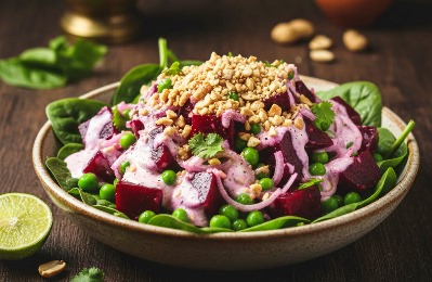 Traditional homestyle beetroot and coconut salad prepared with fresh ingredients