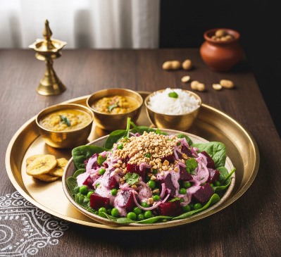 Traditional homestyle beetroot and coconut salad prepared with fresh ingredients
