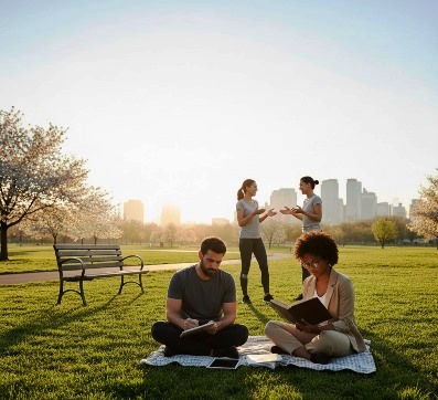 Intellectual Health people reading and studying