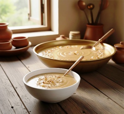 Traditional Kerala-style healthy payasam prepared at home and served warm in a bowl