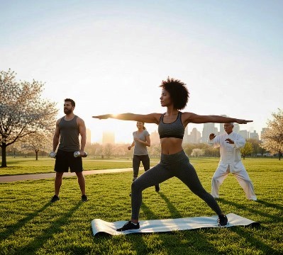 Physical Health: Yoga and gym practices in open ground