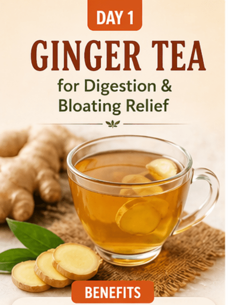 Ginger tea in  transparent tea cup with some pieces of ginger inside the cup and a full ginger outside on the jute mat.