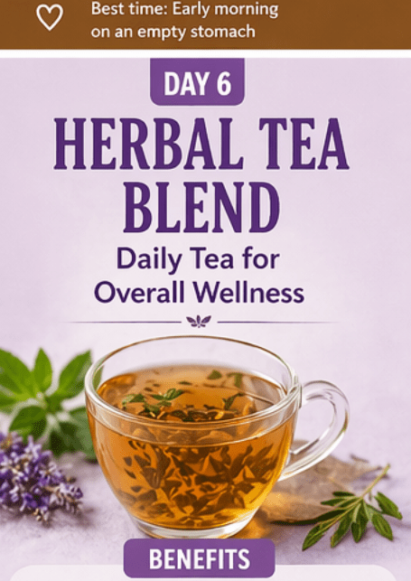 A beautiful, high-resolution lifestyle shot of a steaming glass mug of herbal tea on a rustic wooden board. The scene features the three fresh key ingredients: a whole ginger root, a cluster of vibrant green Tulsi (Holy Basil) leaves, and a small glass jar filled with green fennel seeds. A small stone mortar and pestle sit to the side, and the background shows a sunlit kitchen window with blurred greenery, creating a clean and natural wellness aesthetic.